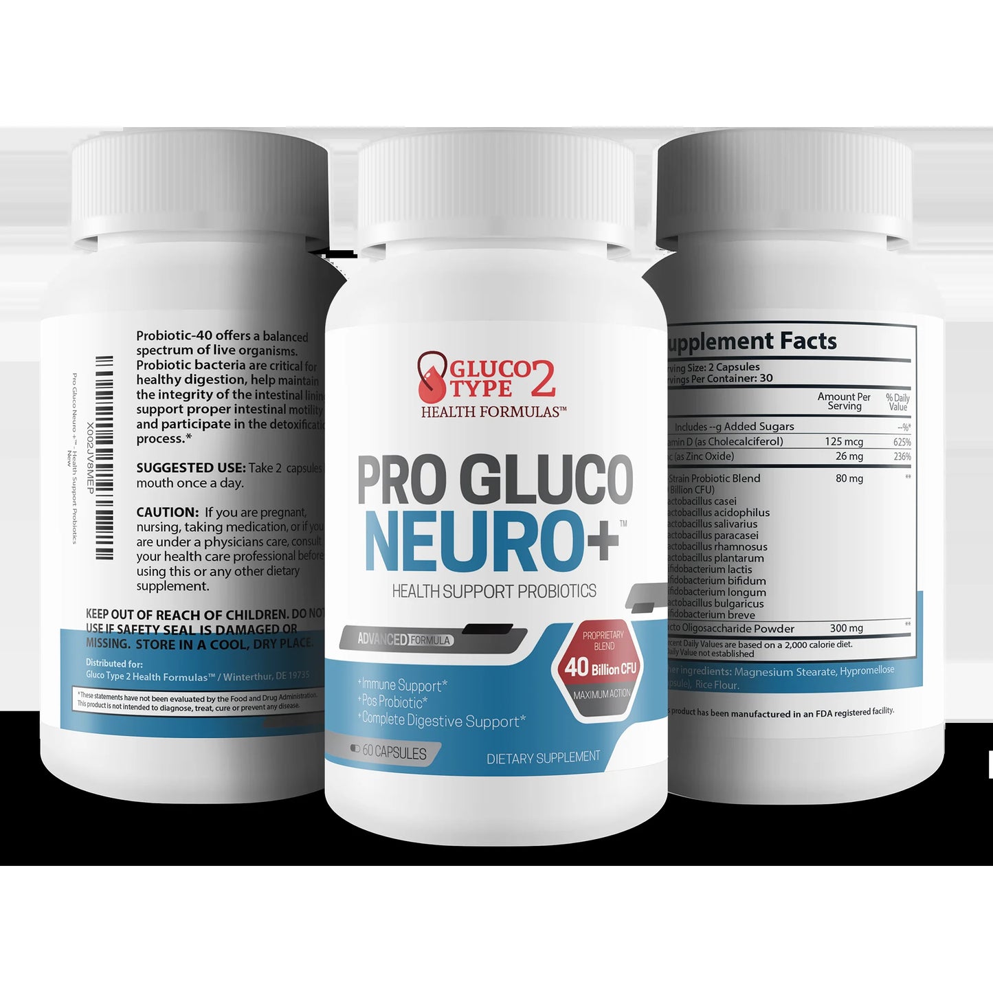 Pro Gluco Neuro + Probiotic Health Support - Digestive Immune Support to Promote Overall Blood & Body Health - Healthy Blood Balancing Probiotics Immune Support Formula - 60 Count