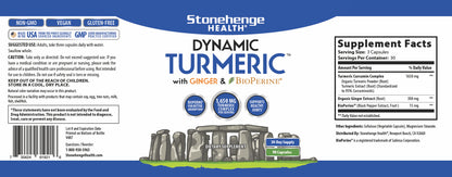 Dynamic Turmeric Curcumin Ginger Highest Potency Available. 1,650 Mg Turmeric with 95% Curcuminoids & Bioperine® Supports Joint Health, 90 Vegetarian Capsules (1 Pack)