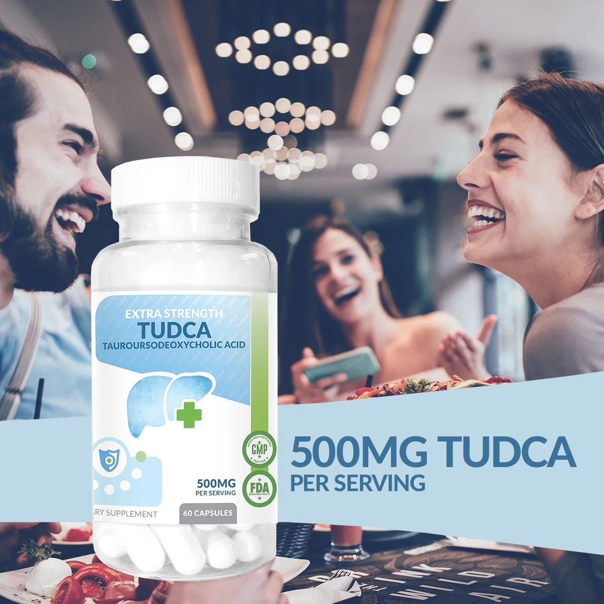 TUDCA (Tauroursodeoxycholic Acid) - 500Mg - 60 Capsules - Pure Liver Support & Health