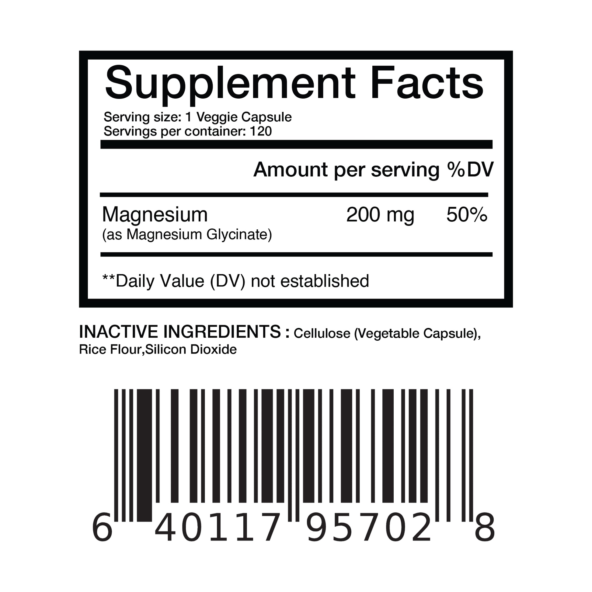 Magnesium Bisglycinate 200Mg High Absorption Chelated - 120 Vegan Capsules - Supports Hearth Health, Muscle Cramps, Bone Health, Positive Mood - Non-Gmo and Gluten Free