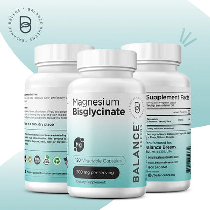 Magnesium Bisglycinate 200Mg High Absorption Chelated - 120 Vegan Capsules - Supports Hearth Health, Muscle Cramps, Bone Health, Positive Mood - Non-Gmo and Gluten Free