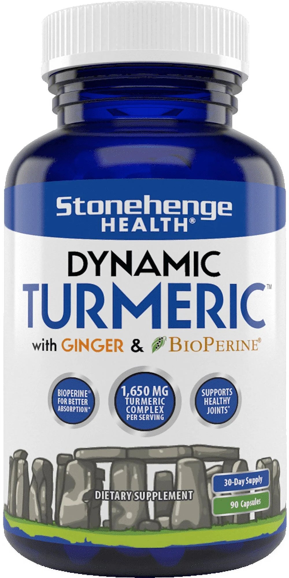 Dynamic Turmeric Curcumin Ginger Highest Potency Available. 1,650 Mg Turmeric with 95% Curcuminoids & Bioperine® Supports Joint Health, 90 Vegetarian Capsules (1 Pack)