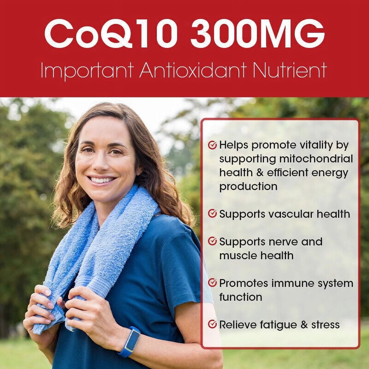 COQ10 Coenzyme Q10 300Mg Vegetarian Capsule Promotes Cardiovascular Health Heart Health - 120Ct