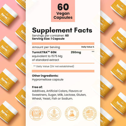 Turmeric Supplement Supports Joint Immune System Brain Skin 250 mg per Capsule